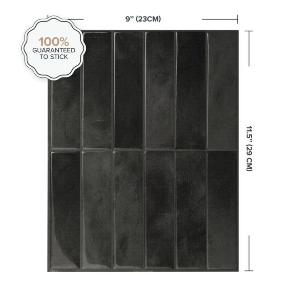 Black stacked subway tile dimension