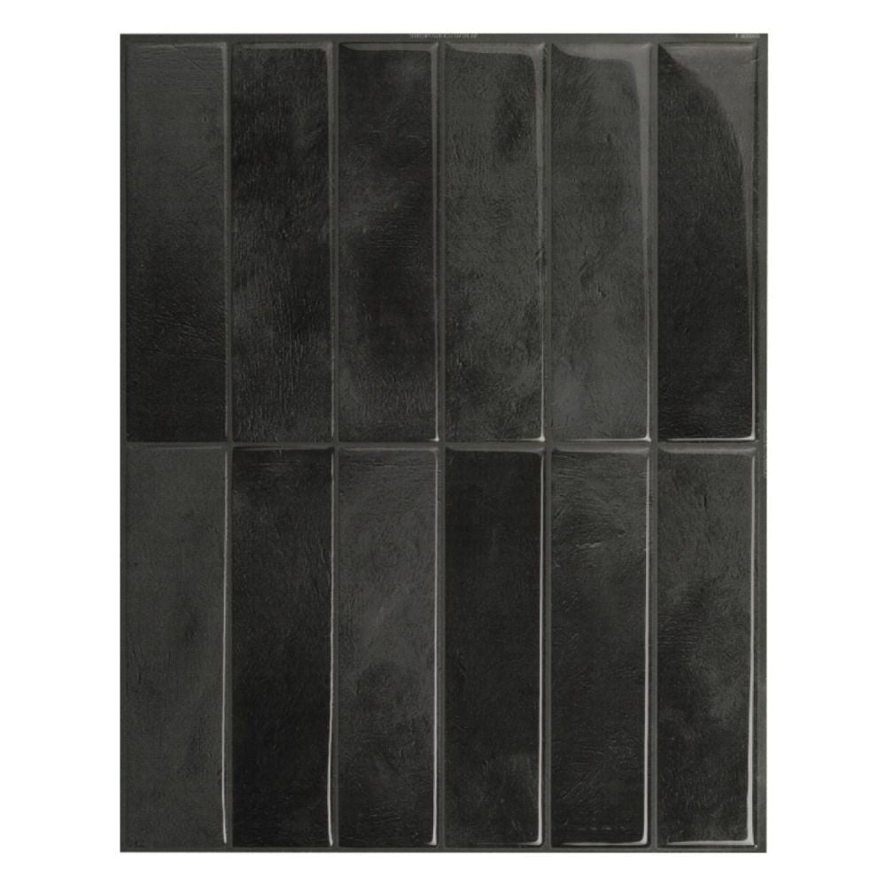 Black stacked subway tile in kitchen