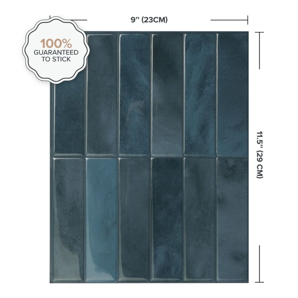 Blue stacked subway tile dimensions