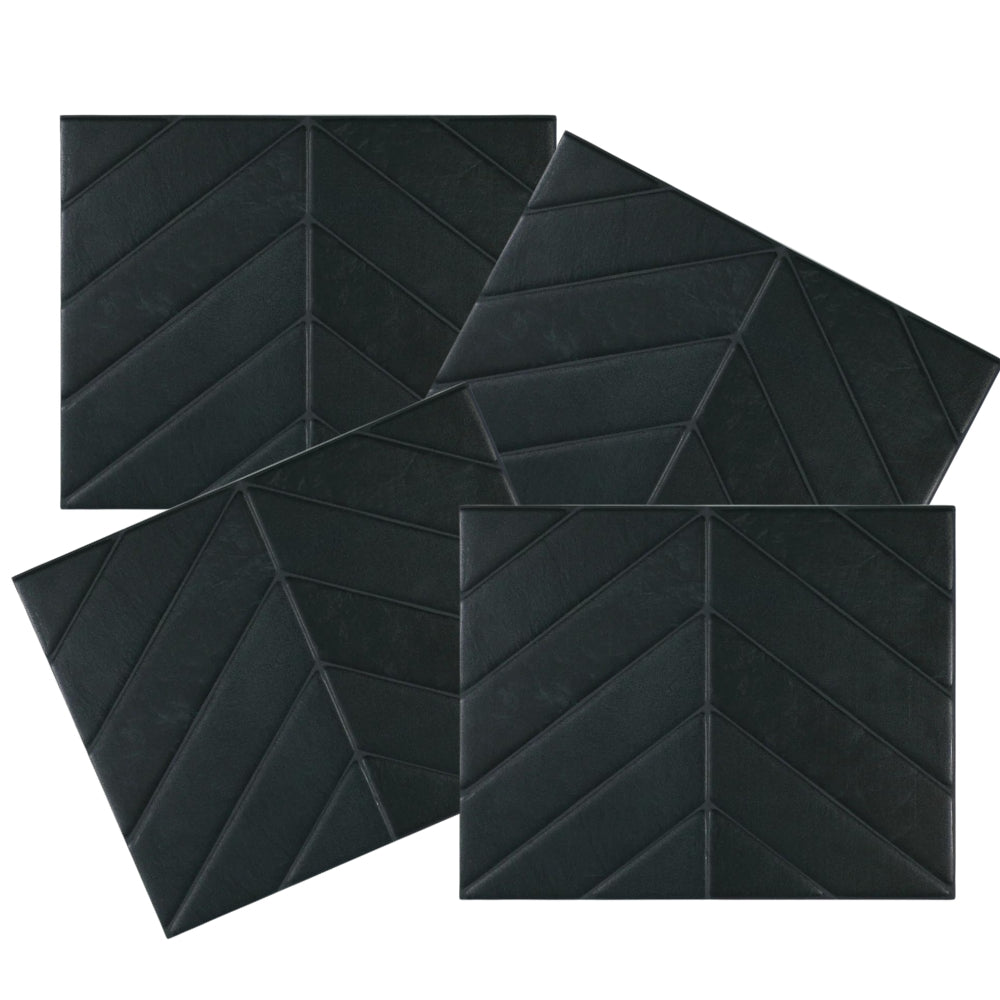 Chevron Marquina Black Matte & Glossy | Self-adhesive 3D Tiles - 29.0cm (W) x 22.8cm (H) x 1.8mm (T)