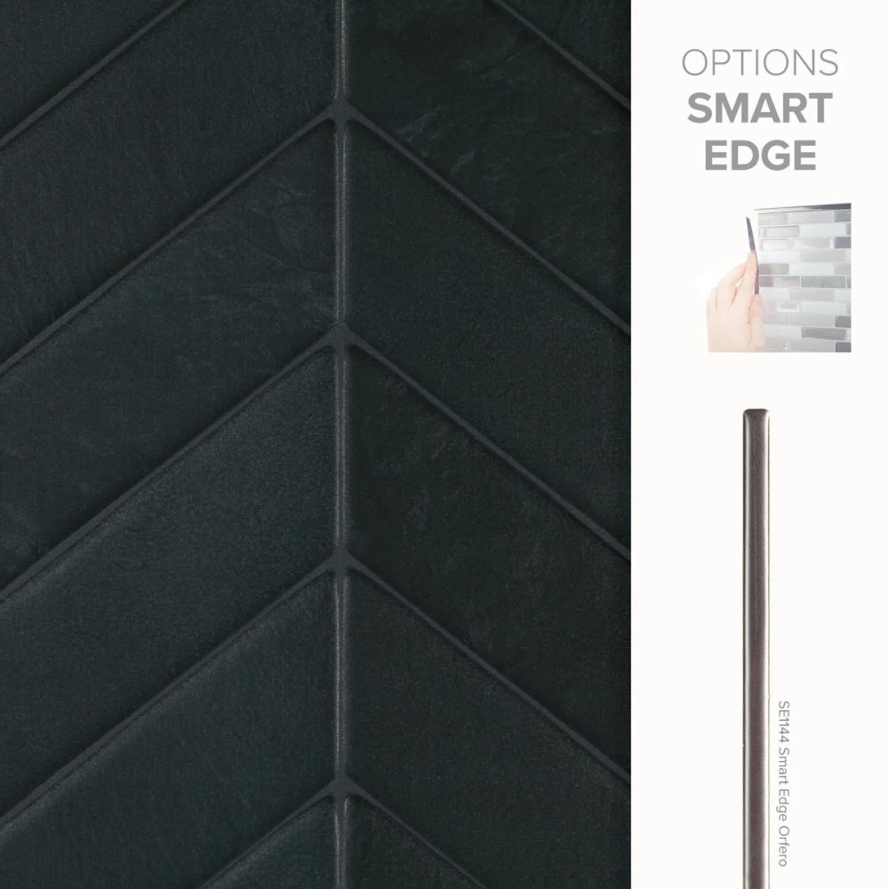 Chevron Marquina Black Matte & Glossy | Self-adhesive 3D Tiles - 29.0cm (W) x 22.8cm (H) x 1.8mm (T)