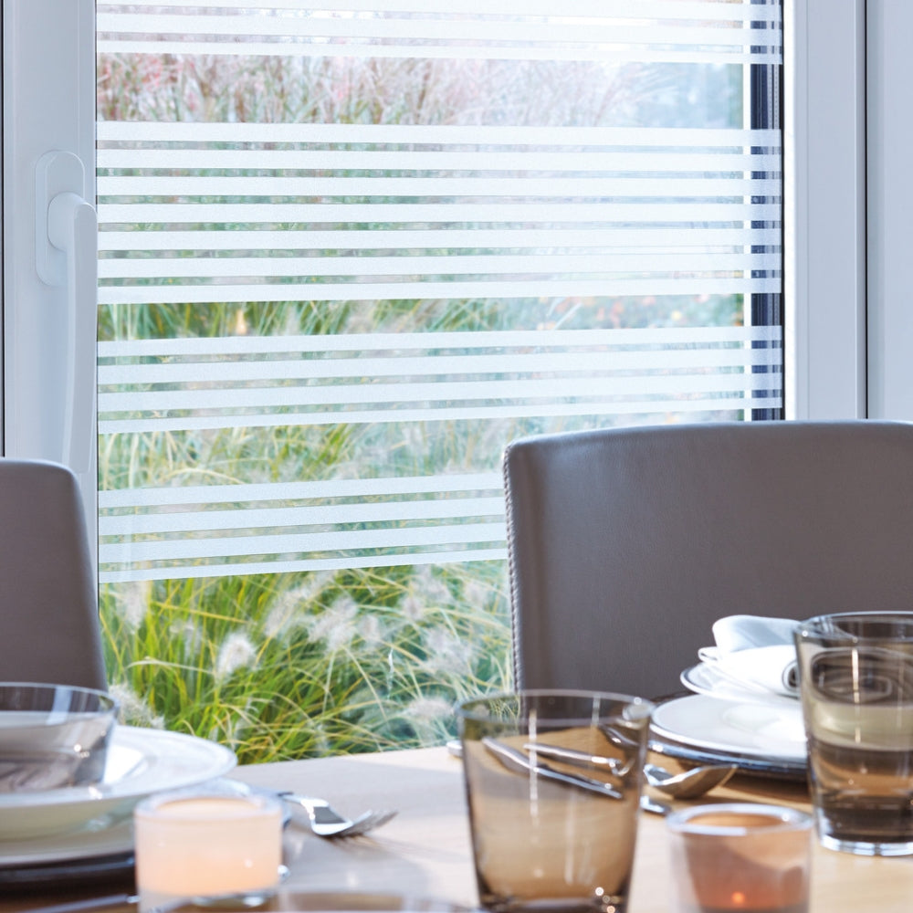 Static cling window stripes dining room