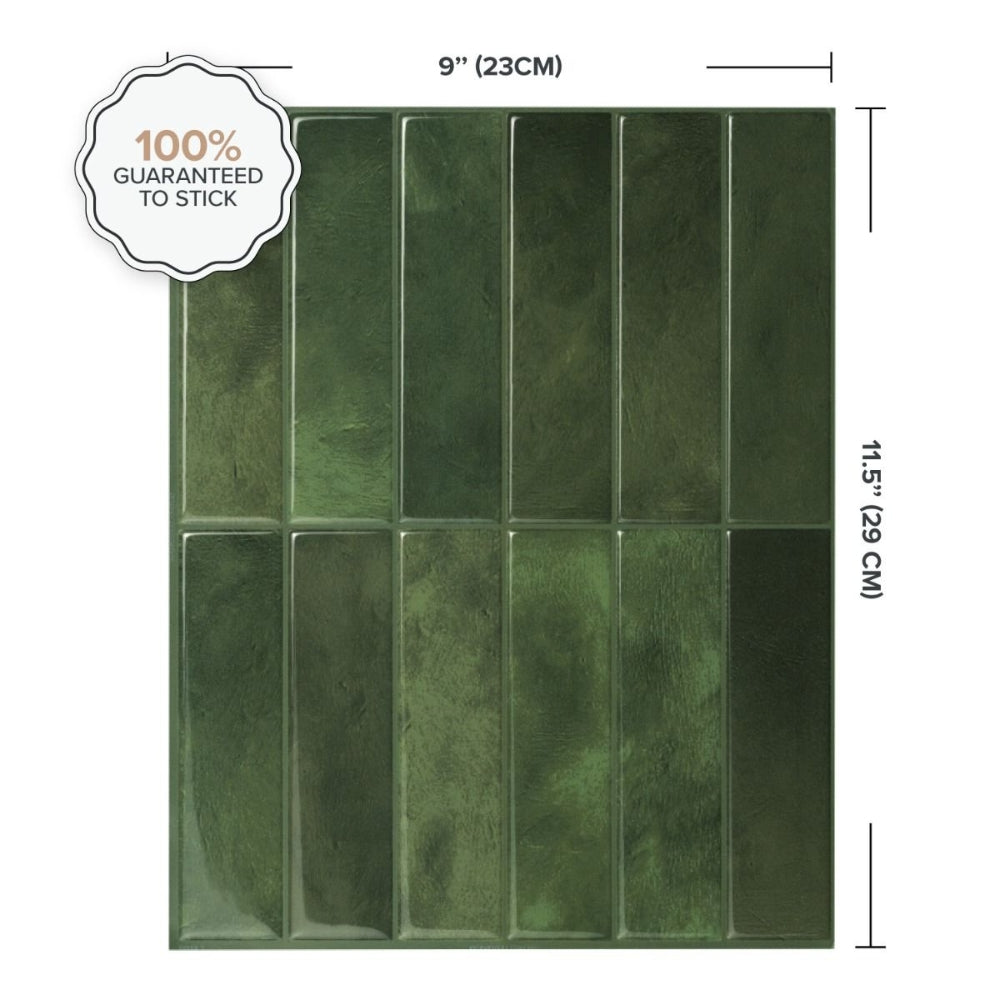 Green stacked subway tile dimension