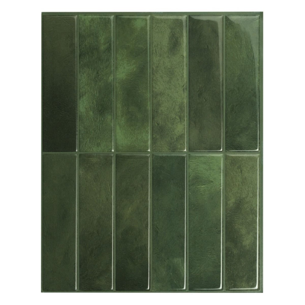Green stacked subway tile