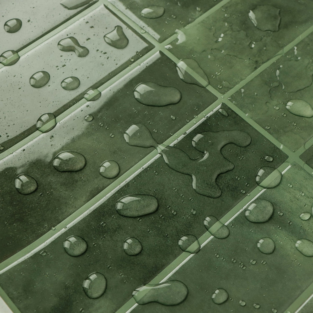 Stacked Subway Wall Tile | Green with Green Grout - 30.5cm (W) x 30.5cm (H) x 1.2mm (T)