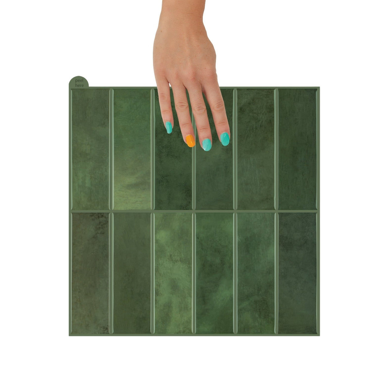 Stacked Subway Wall Tile | Green with Green Grout - 30.5cm (W) x 30.5cm (H) x 1.2mm (T)