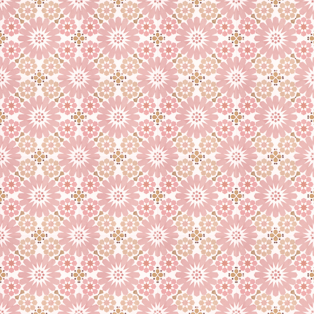Floor tile pattern of pink and white flowers