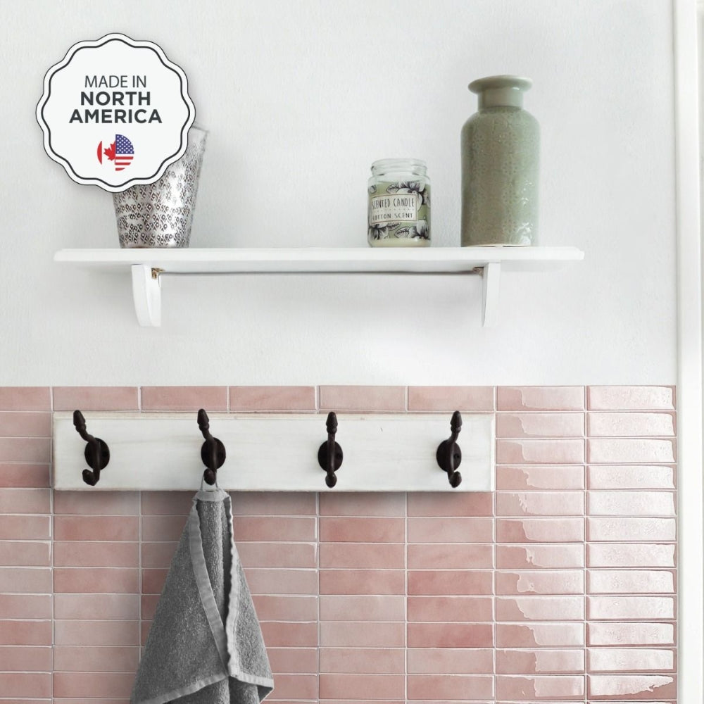 Pink stacked subway tiles