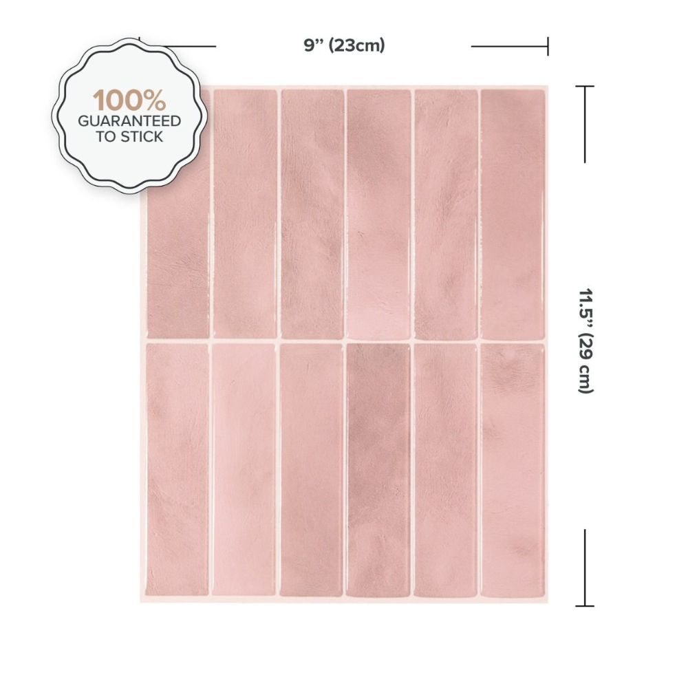 Pink stacked subway tiles dimensions