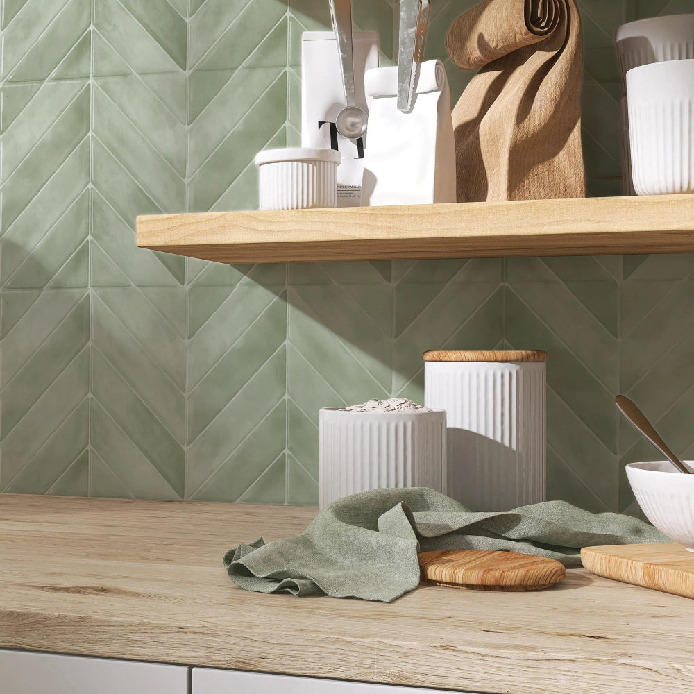 Chevron Solna wall tiles in kitchen