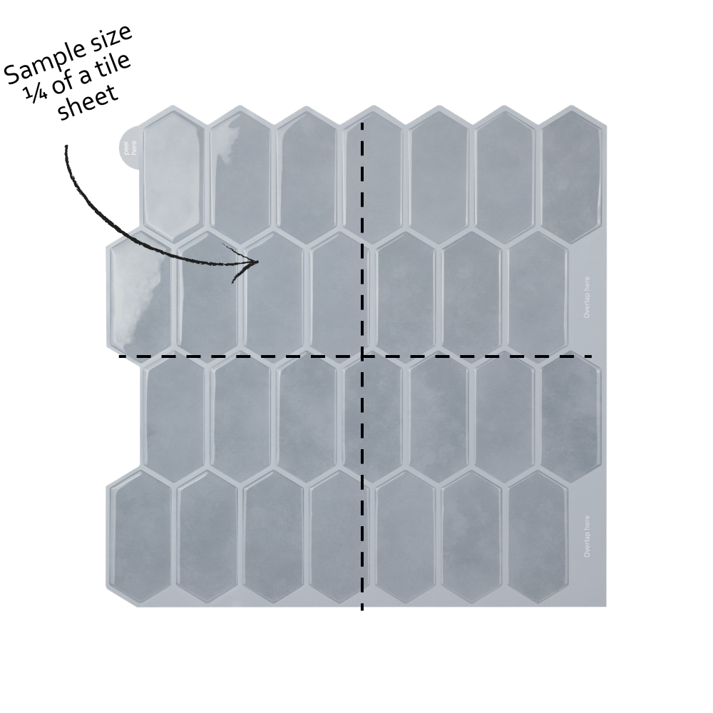 Hexagonal tile sample with a dashed line indicating a quarter of the tile sheet.