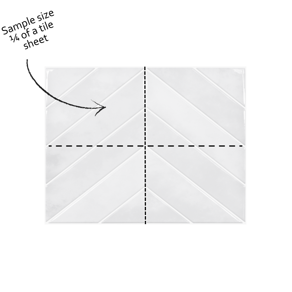 Diagram showing a sample size of a tile sheet with a chevron pattern