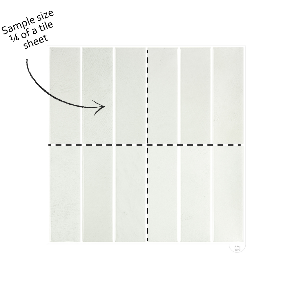 Diagram showing a sample size of a tile sheet with lines and an arrow indicating the size.