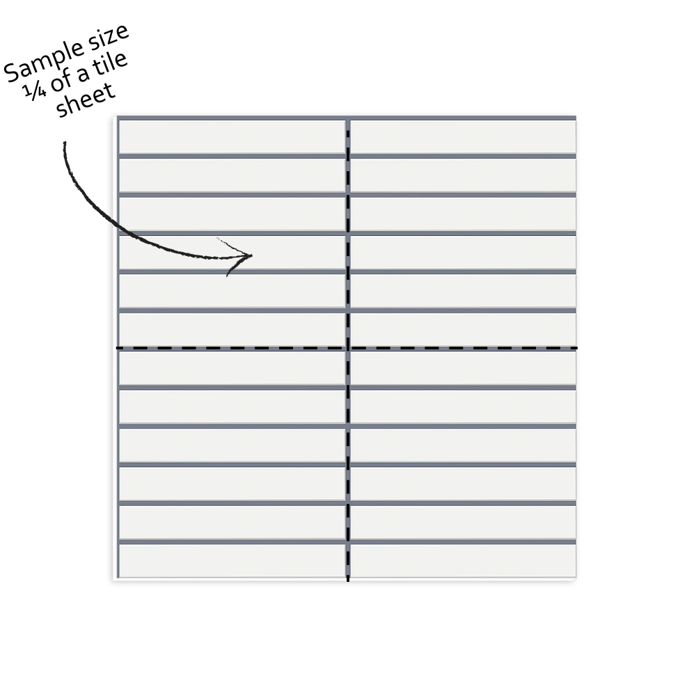Sample size of a title sheet with lines and an arrow indicating its size relative to a full title sheet.