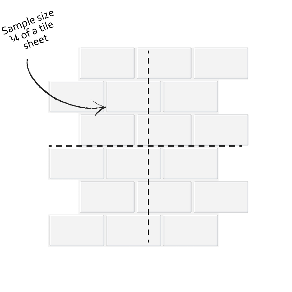 Diagram showing a sample size of a tile sheet with a dashed line indicating the size.