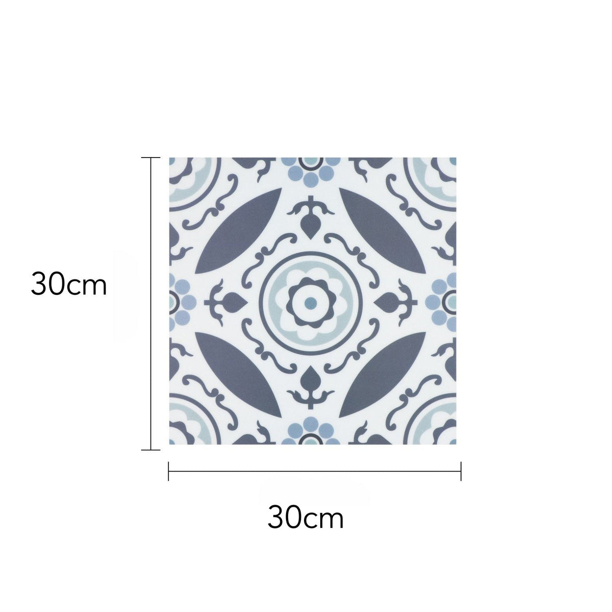 Patterned tile with dimensions indicating a size of 30cm x 30cm
