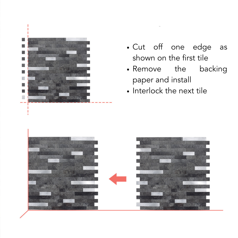 Stone & Metal Slate Grey Composite tiles installation