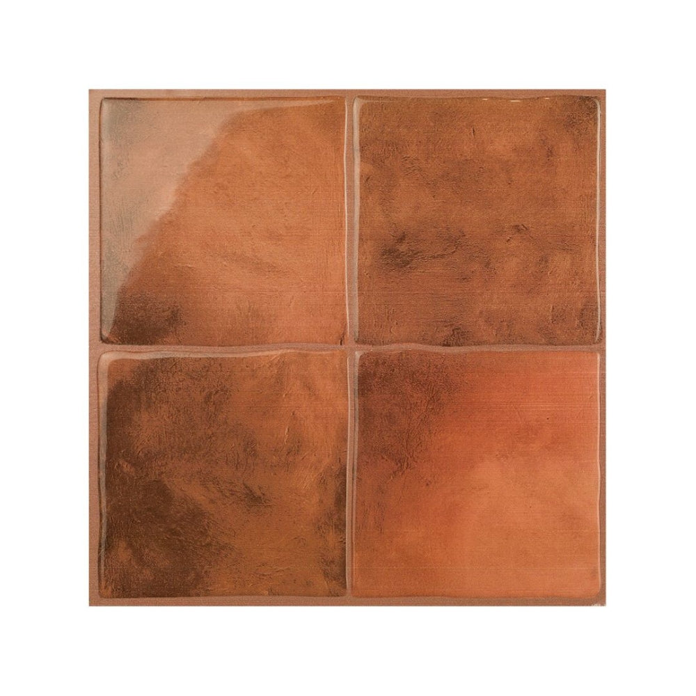 Square terracotta coloured tiles that is peel and stick