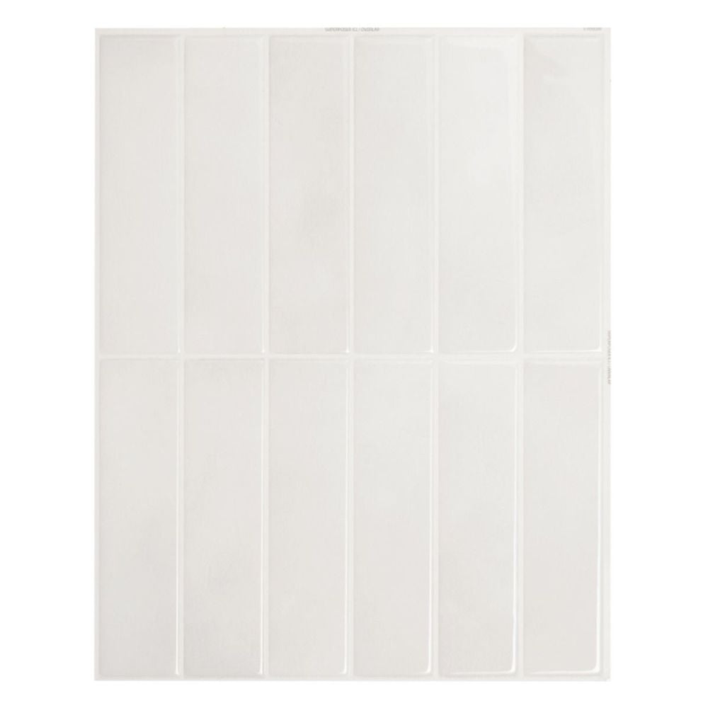 white stacked subway tile in bathroom