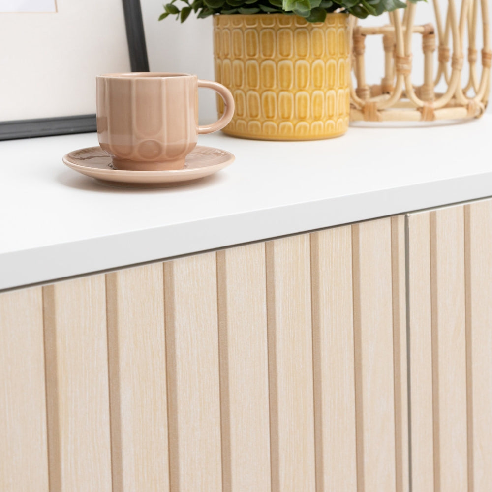 Wooden slats adhesive vinyl cupboard