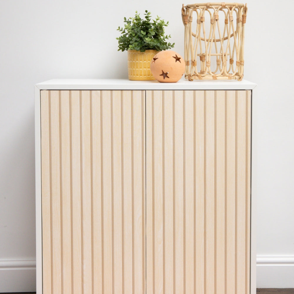 Wooden slats adhesive vinyl cabinet