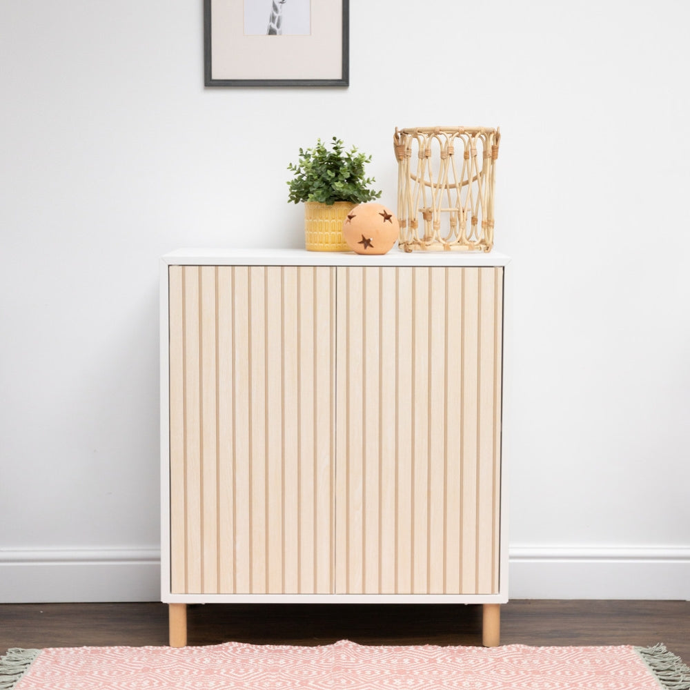 Wooden slats adhesive vinyl cabinet