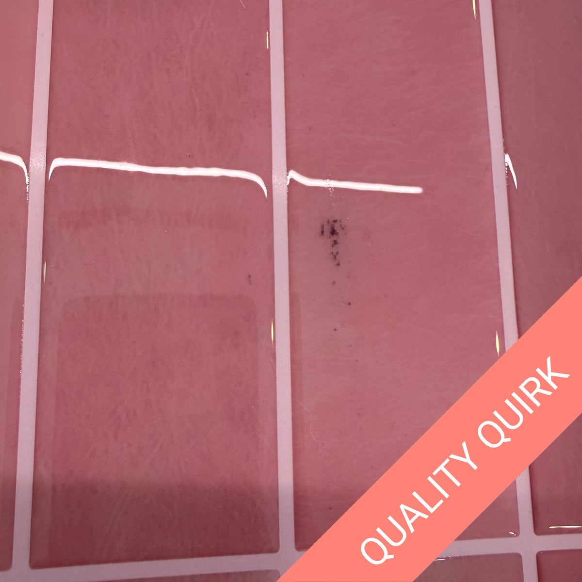 Quality Quirk - Black Stains - Stacked Subway Wall Tile | Pink with Pink Grout - 30.5cm (W) x 30.5cm (H) x 1.2mm (T)