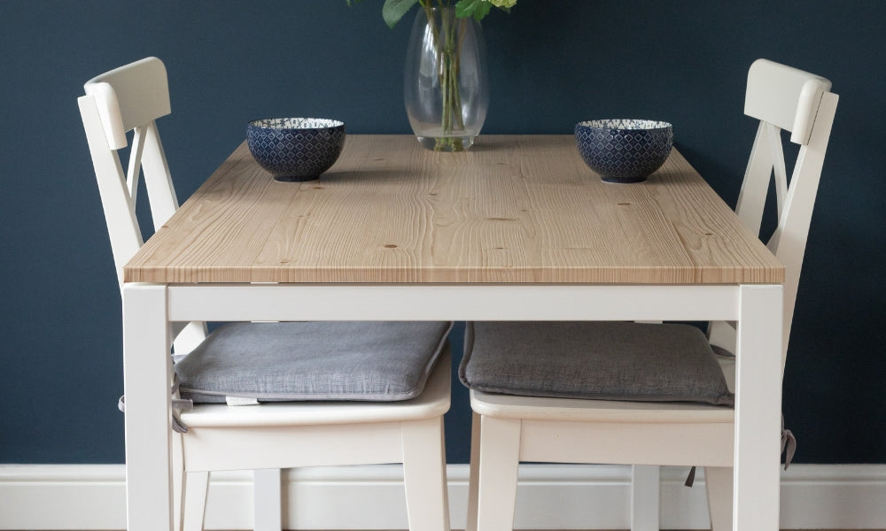 table after it's been covered with Jura pine adhesive vinyl