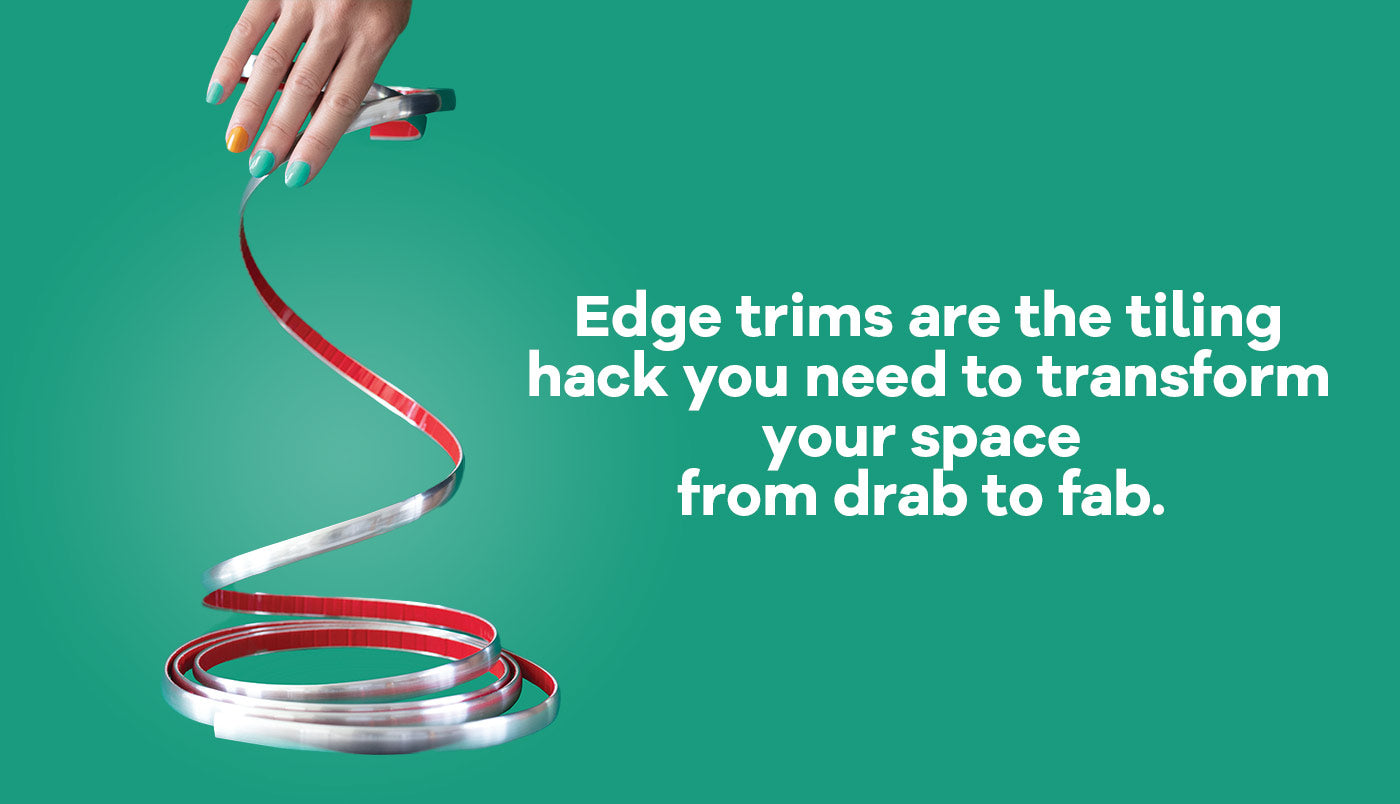 Edge trims are the tiling hack you need to transform your space from dab to fab. Image with silver spiralling edge 