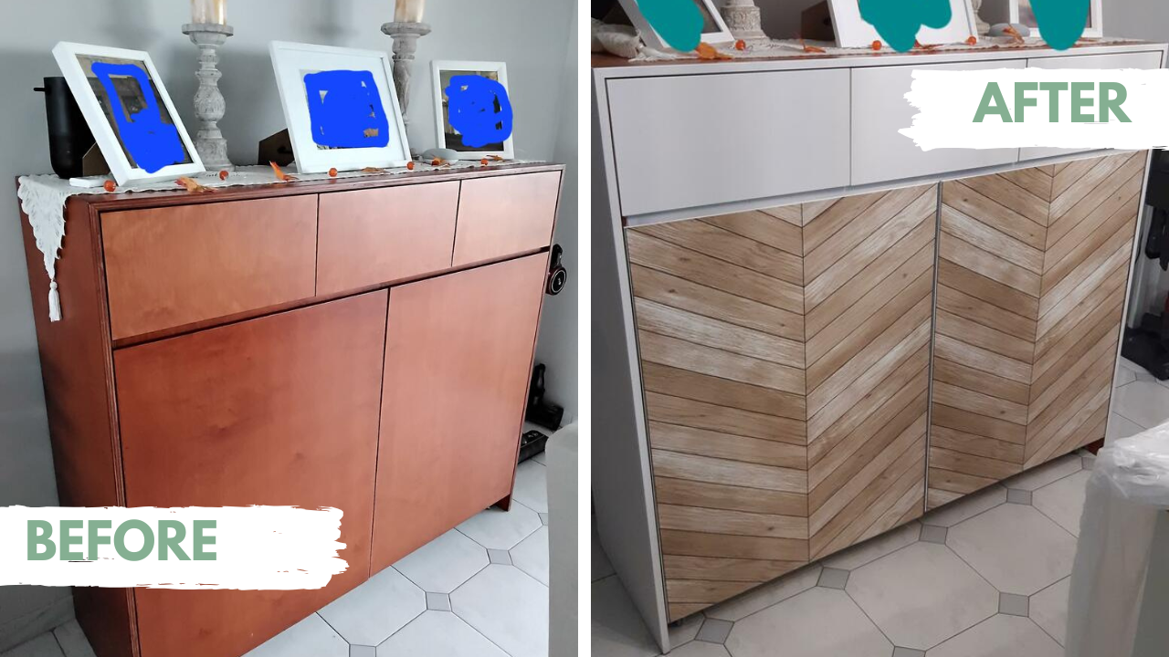 before and after drawers adhesive vinyl chevron