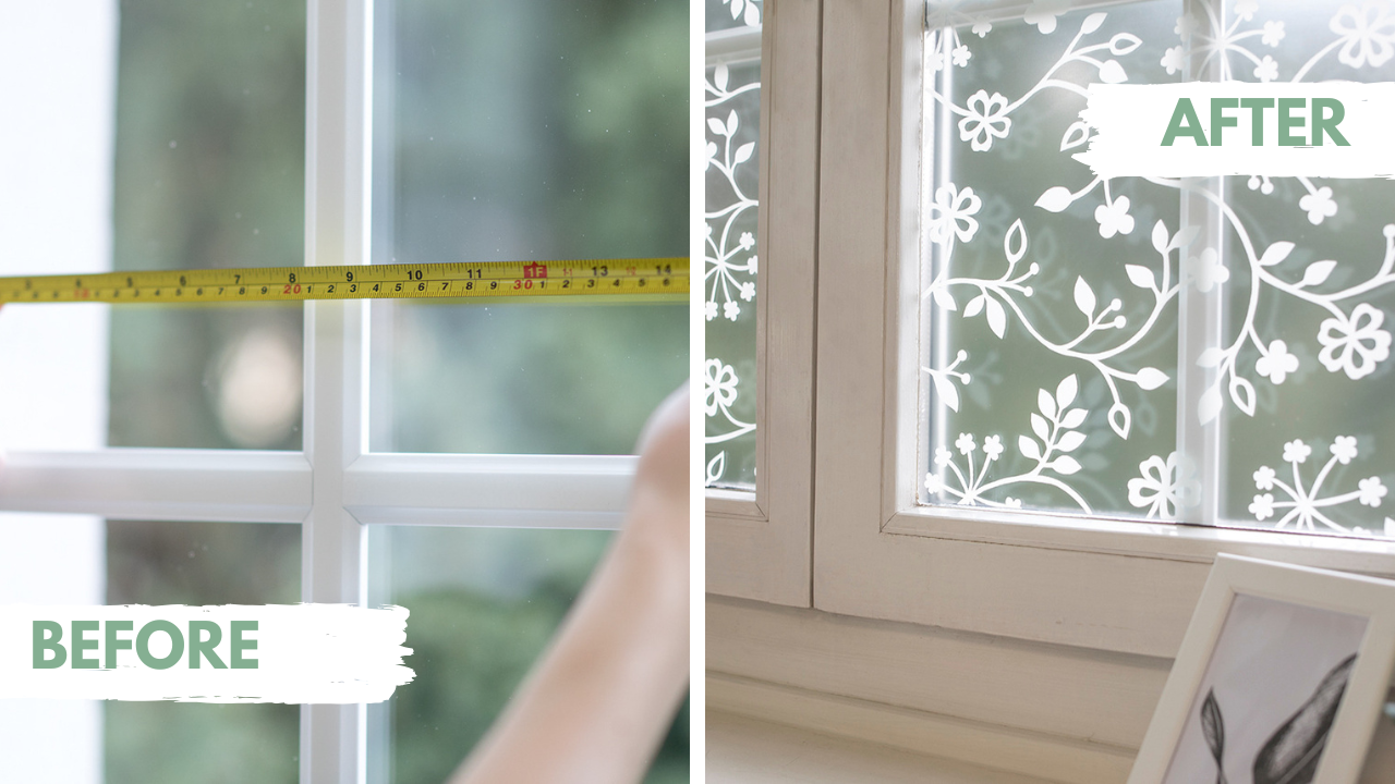 static cling frosted window film application before and after