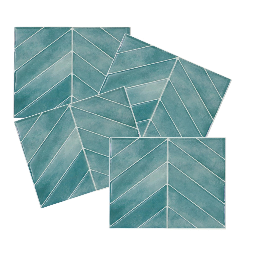 Chevron Täby Blue Green | Self-adhesive 3D Tiles