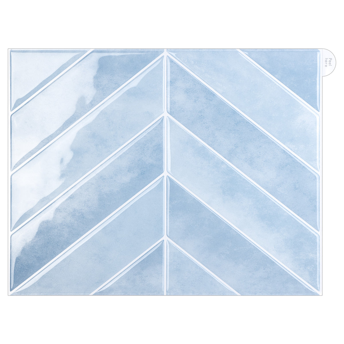 Blue chevron wall tile on a white background