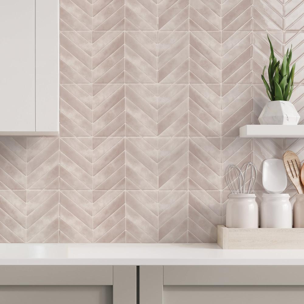 Chevron pink self-adhesive tile wall