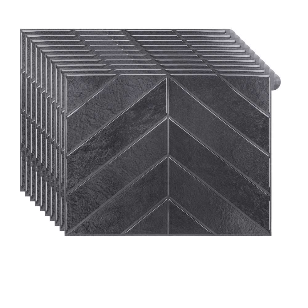 Set of black chevron-patterned tiles on a white background