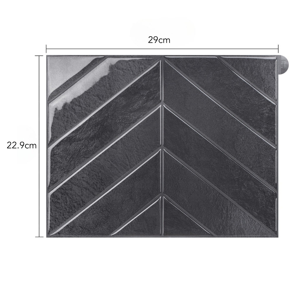 chevron tile and measurements on a white background