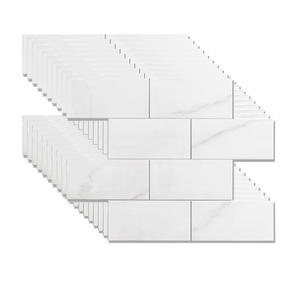 Set of white marble tiles arranged in a pattern on a white background