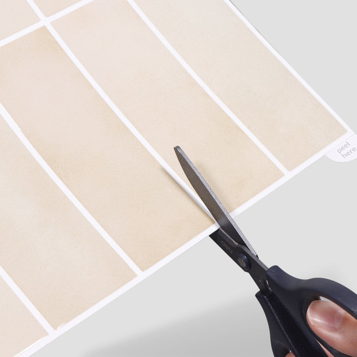 Stacked Subway Wall Tile | Cream with White Grout - 30.5cm (W) x 30.5cm (H) x 1.2mm (T)