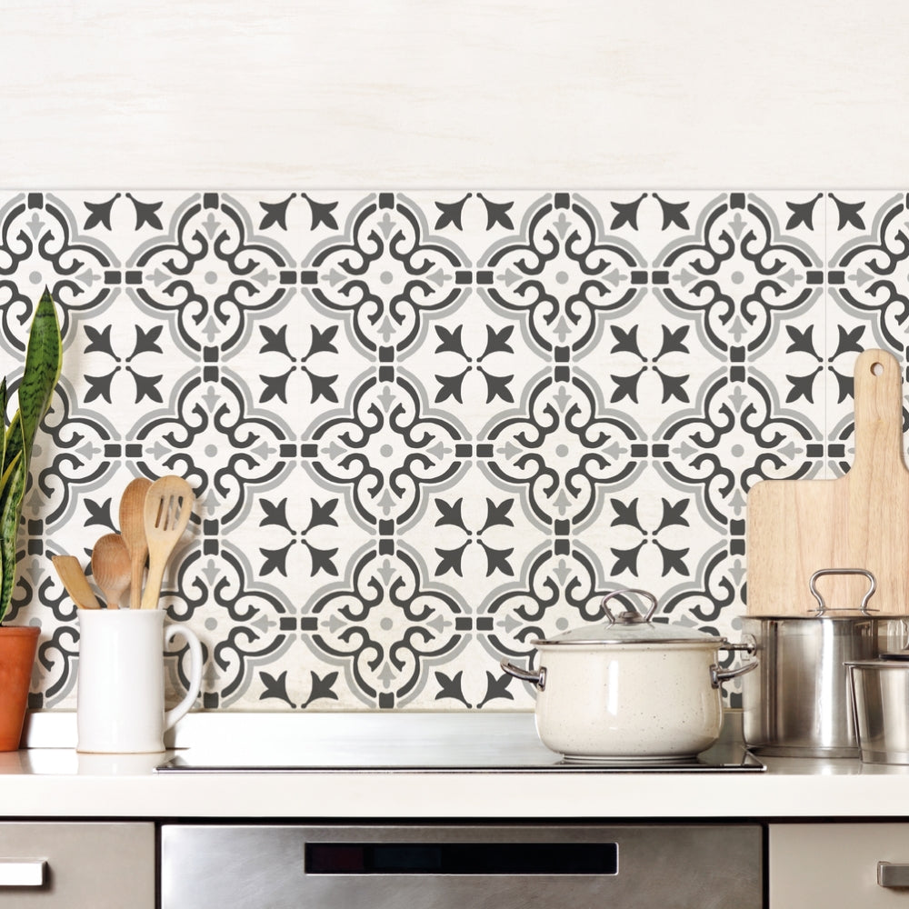 Floral shapes vinyl wallpaper kitchen