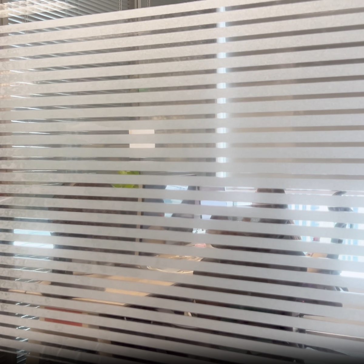 Frosted glass window with vertical stripes