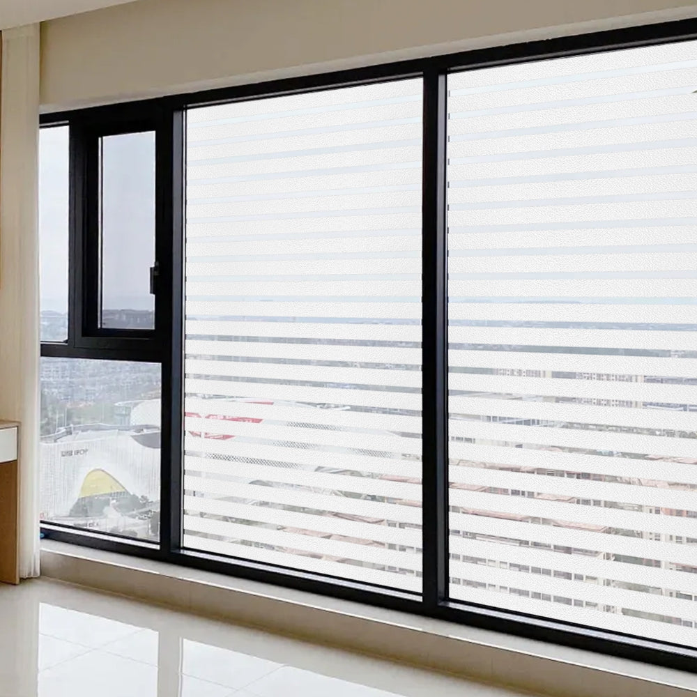 Large window with frosted stripes window film