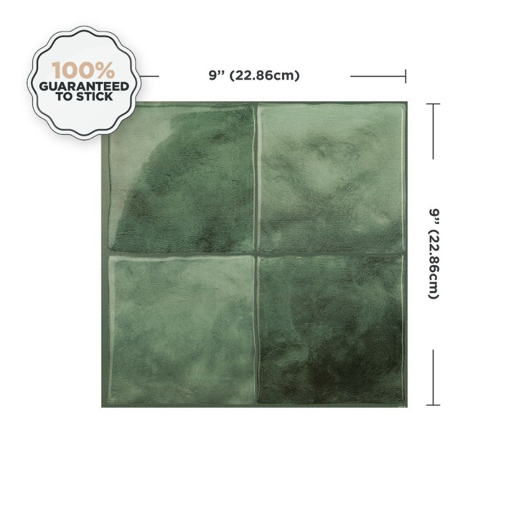 Green square self-adhesive 3D tiles