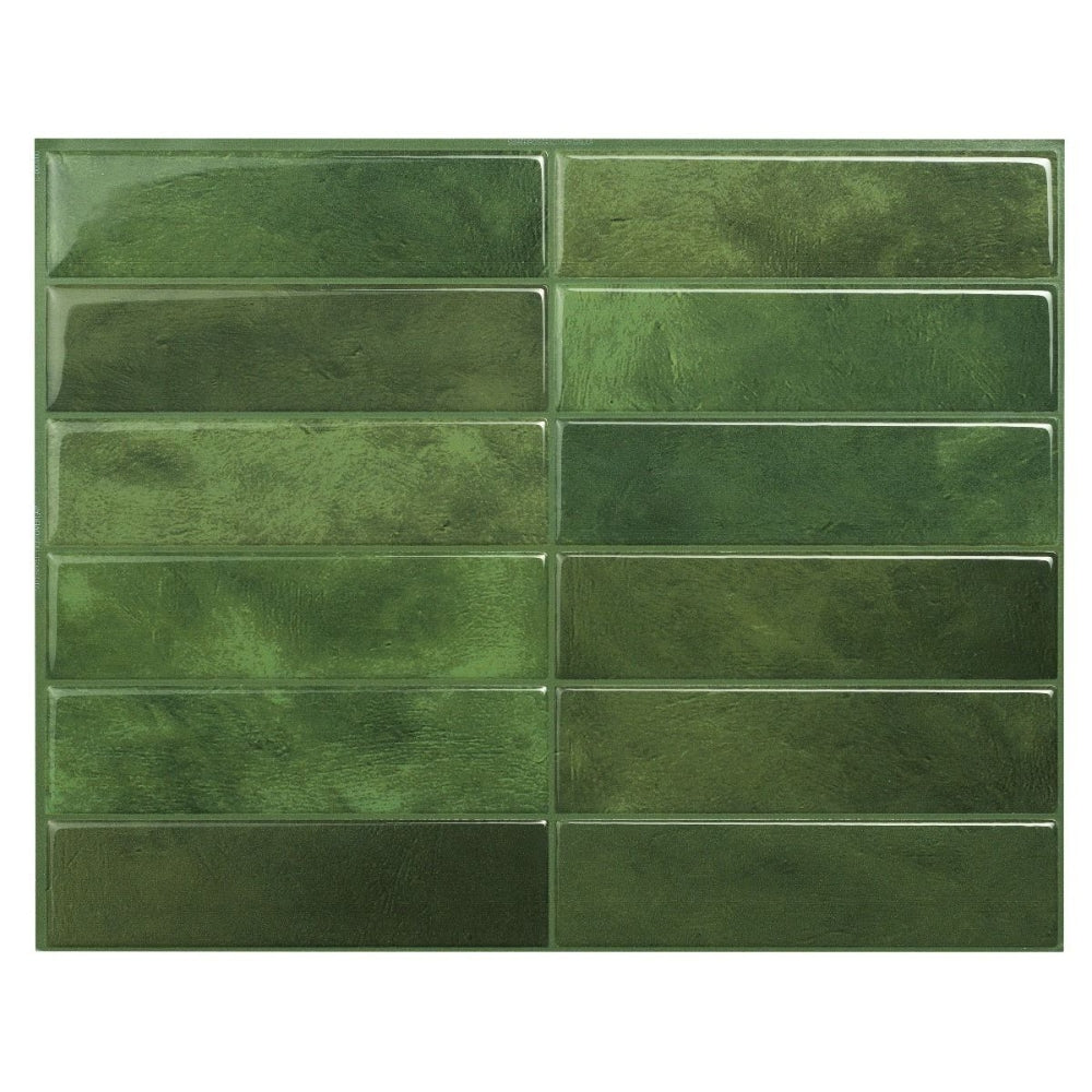 Morocco Sefrou Green Stacked Subway | Self-adhesive 3D Tiles - 4 Pack