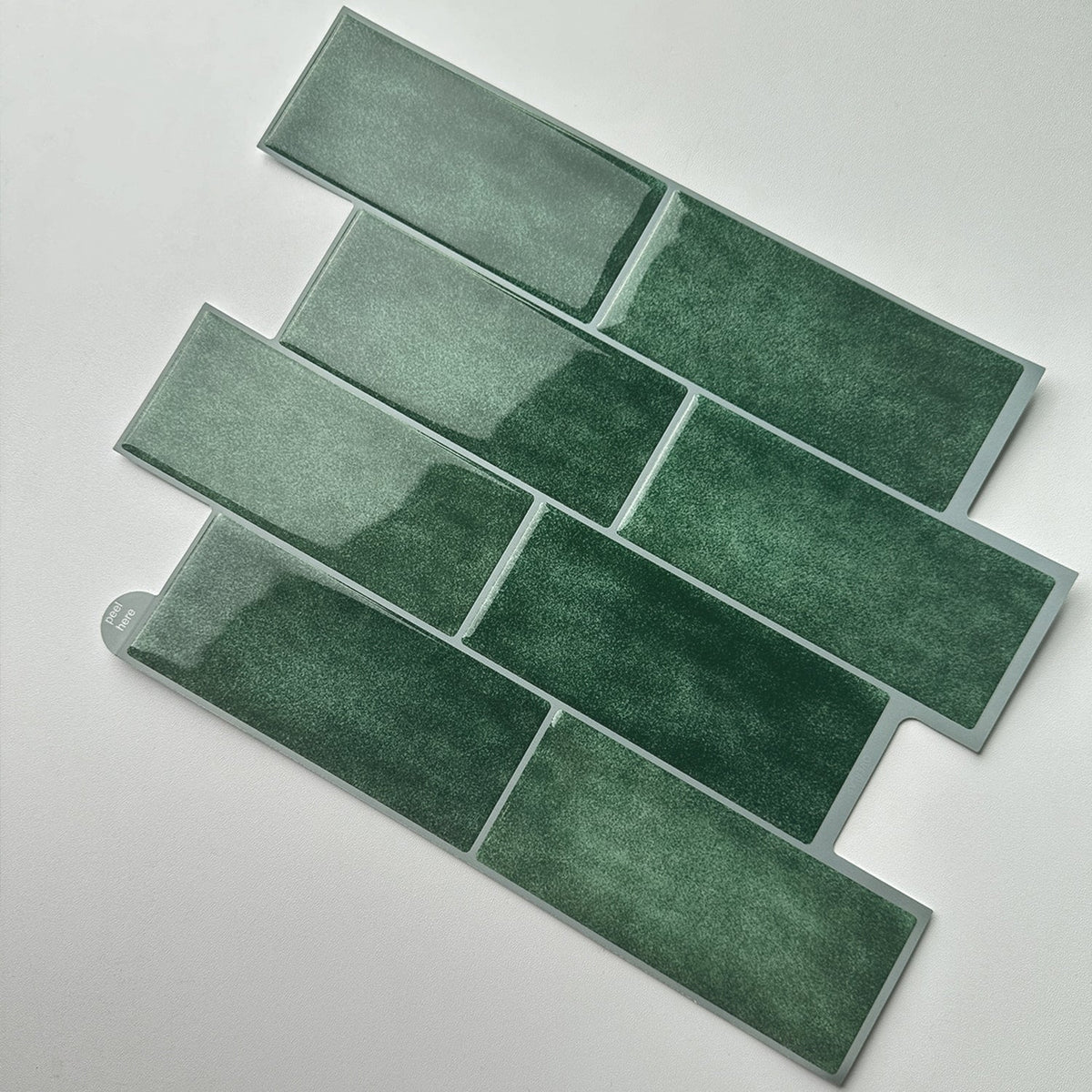 Subway Wall Tile | Green with Grey Grout - 29.3cm (W) x 21cm (H) x 1.2mm (T)
