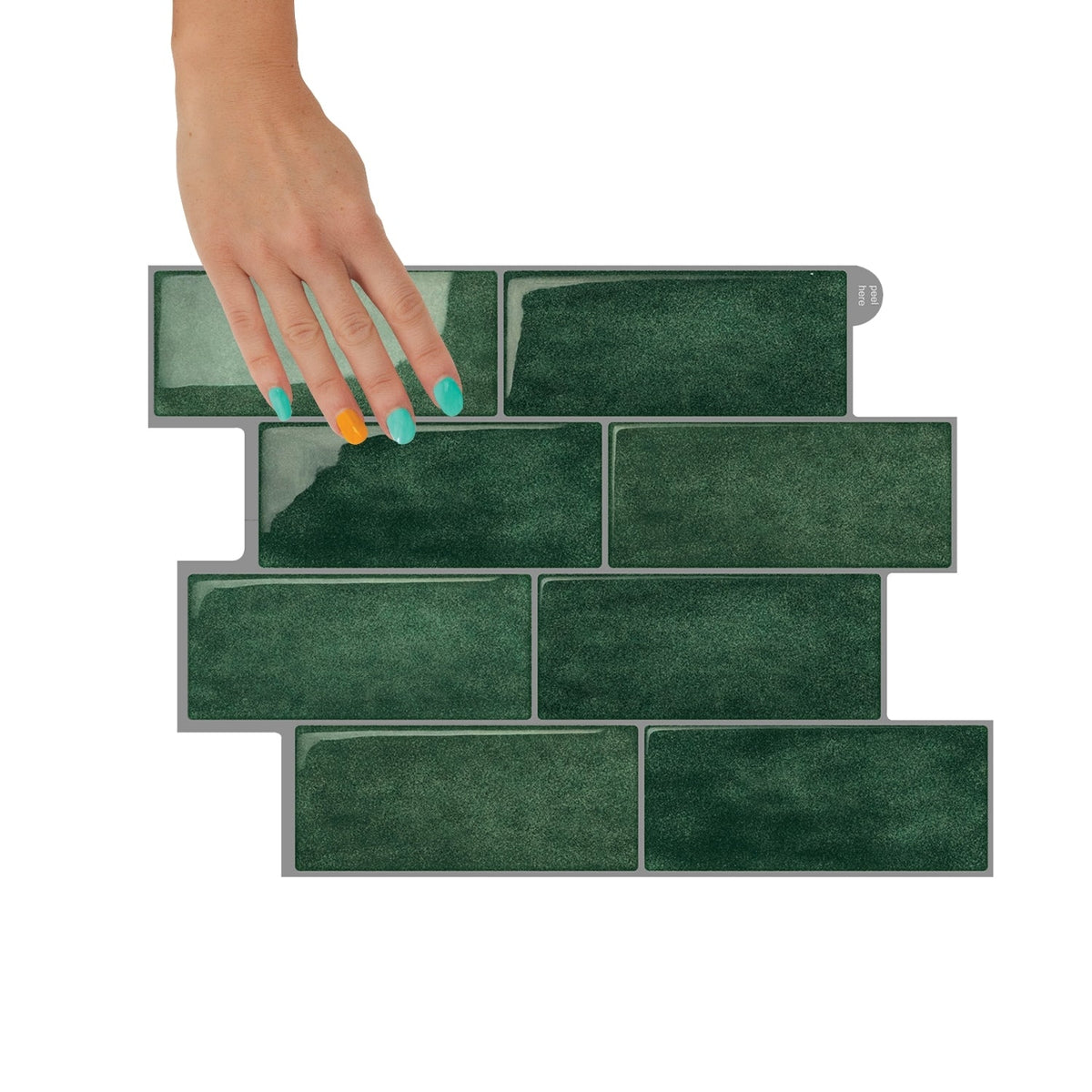Subway Wall Tile | Green with Grey Grout - 29.3cm (W) x 21cm (H) x 1.2mm (T)