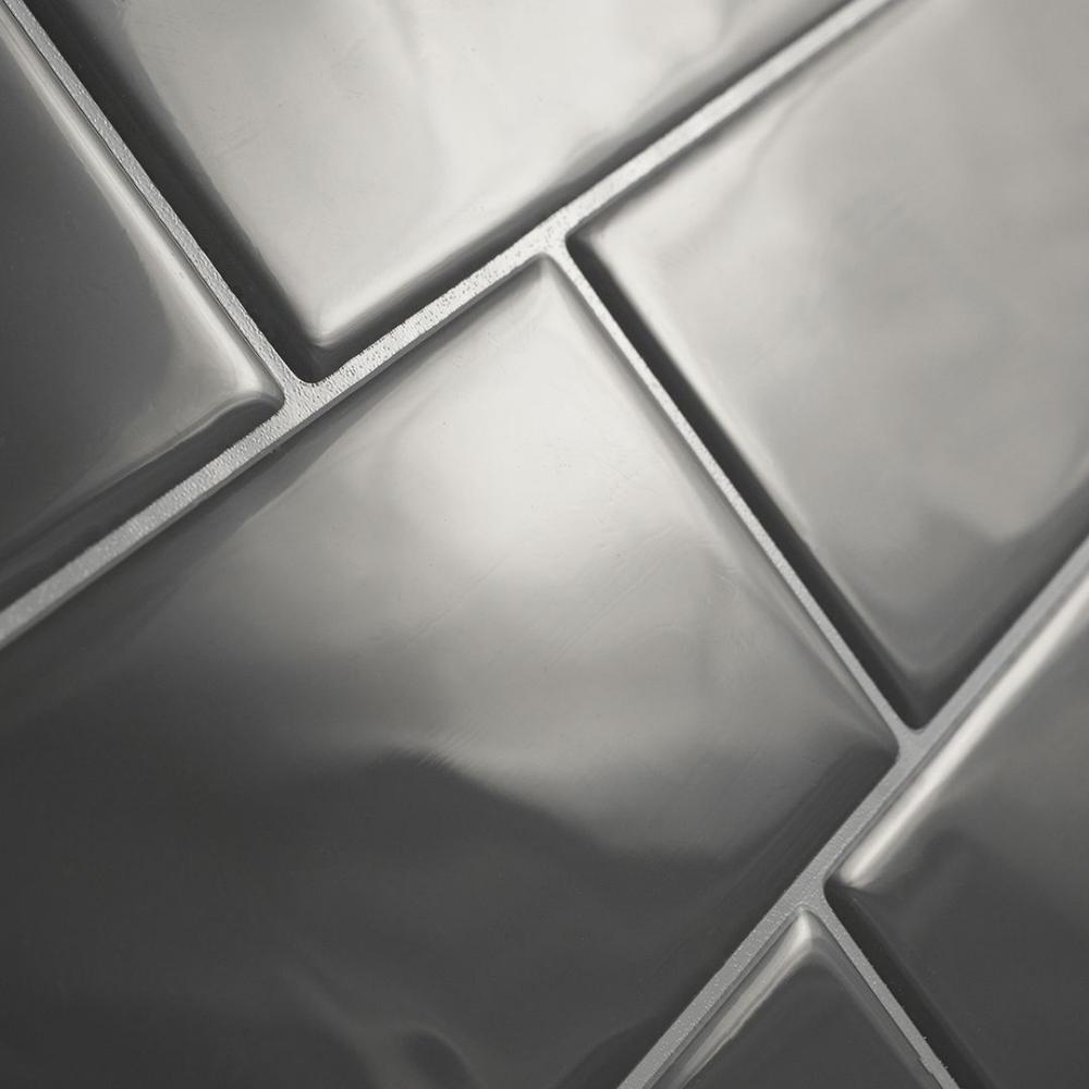 Grey self-adhesive 3D subway tile details