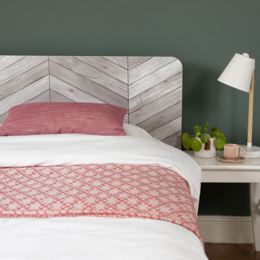 Chevron grey adhesive vinyl bed headboard