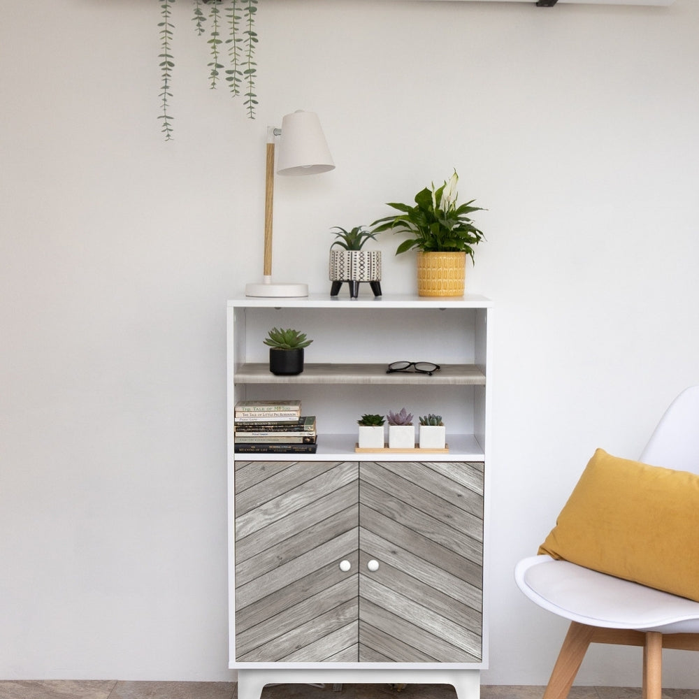 Chevron grey adhesive vinyl cabinet