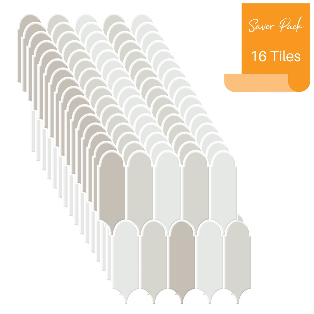 Row of decorative tiles with a &#39;Saver Pack&#39; label indicating 16 tiles on a white background.