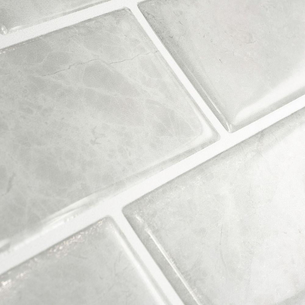 Grey marble subway self-adhesive 3D tiles with grey grout